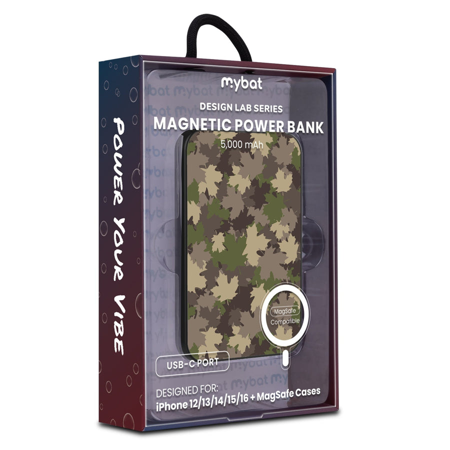 MyBat Design Lab 5000mAh Magnetic Wireless Power Bank - Black - Leaf Camo