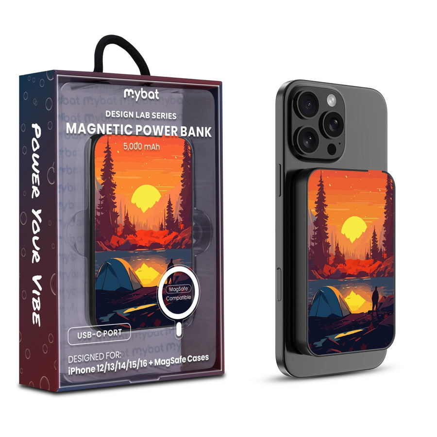 MyBat Design Lab 5000mAh Magnetic Wireless Power Bank - Black - Sunset Camp