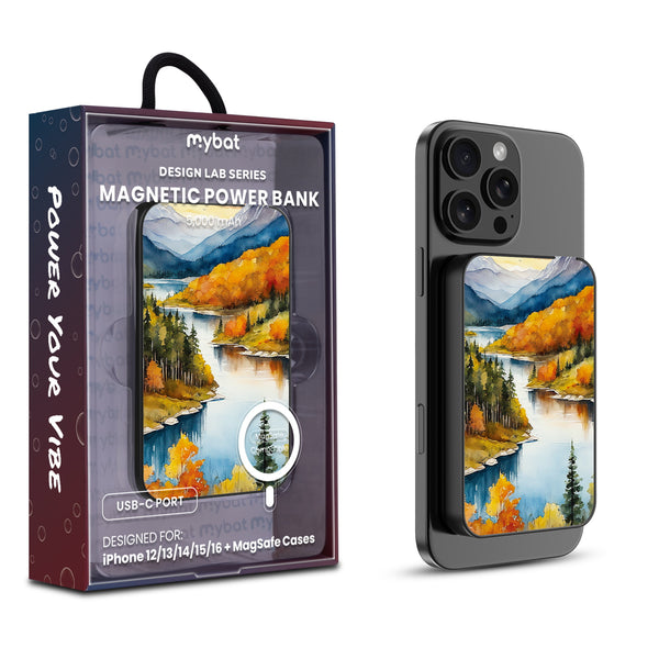 MyBat Design Lab 5000mAh Magnetic Wireless Power Bank - Black - Impressionist Foliage - MPBBAT131-BK-452-1.jpg