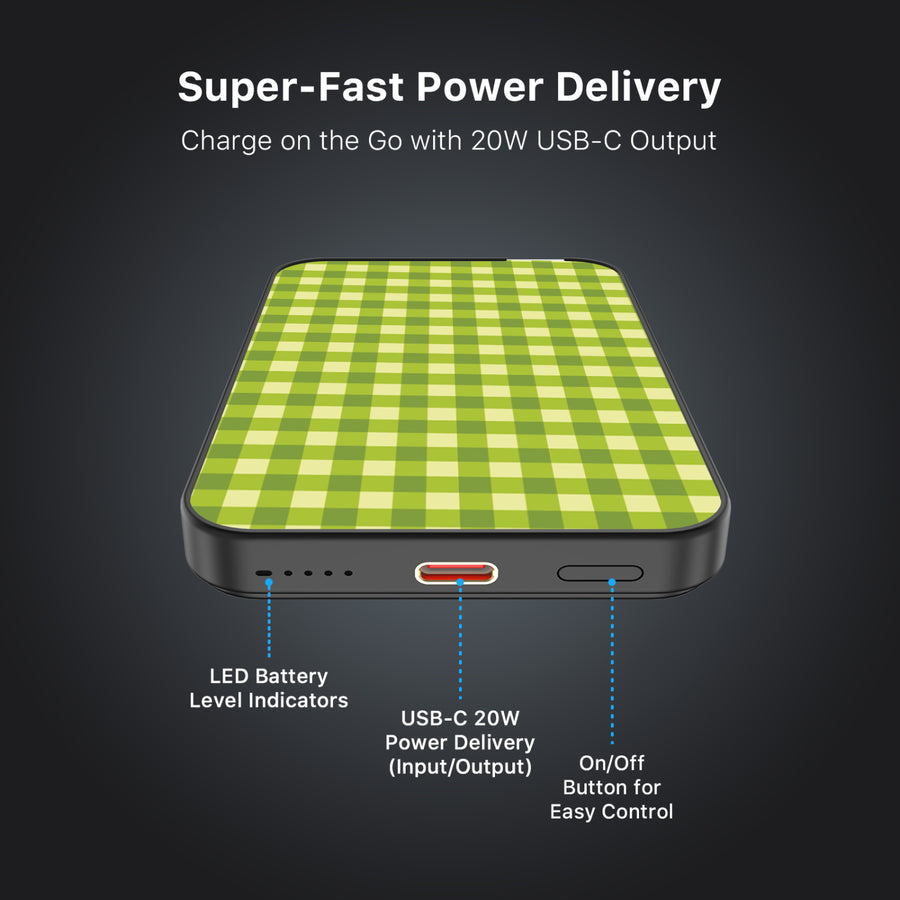 MyBat Design Lab 5000mAh Magnetic Wireless Power Bank - Black - Green Gingham - MPBBAT131-BK-476-7.jpg
