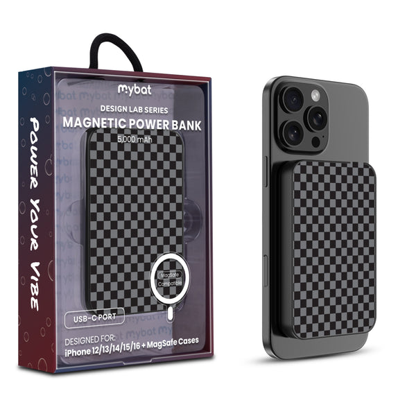 MyBat Design Lab 5000mAh Magnetic Wireless Power Bank - Black - Tuxedo Check - MPBBAT131-BK-477-1.jpg