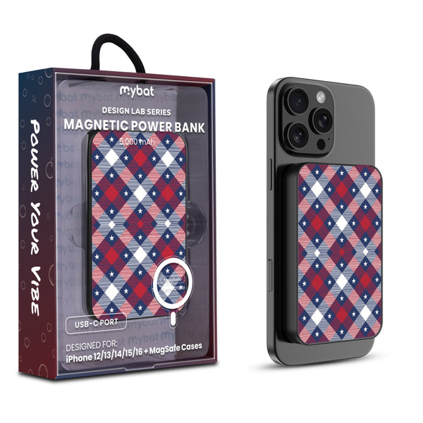 MyBat Design Lab 5000mAh Magnetic Wireless Power Bank - Black – Americana Plaid - MPBBAT131-BK-523.JPG