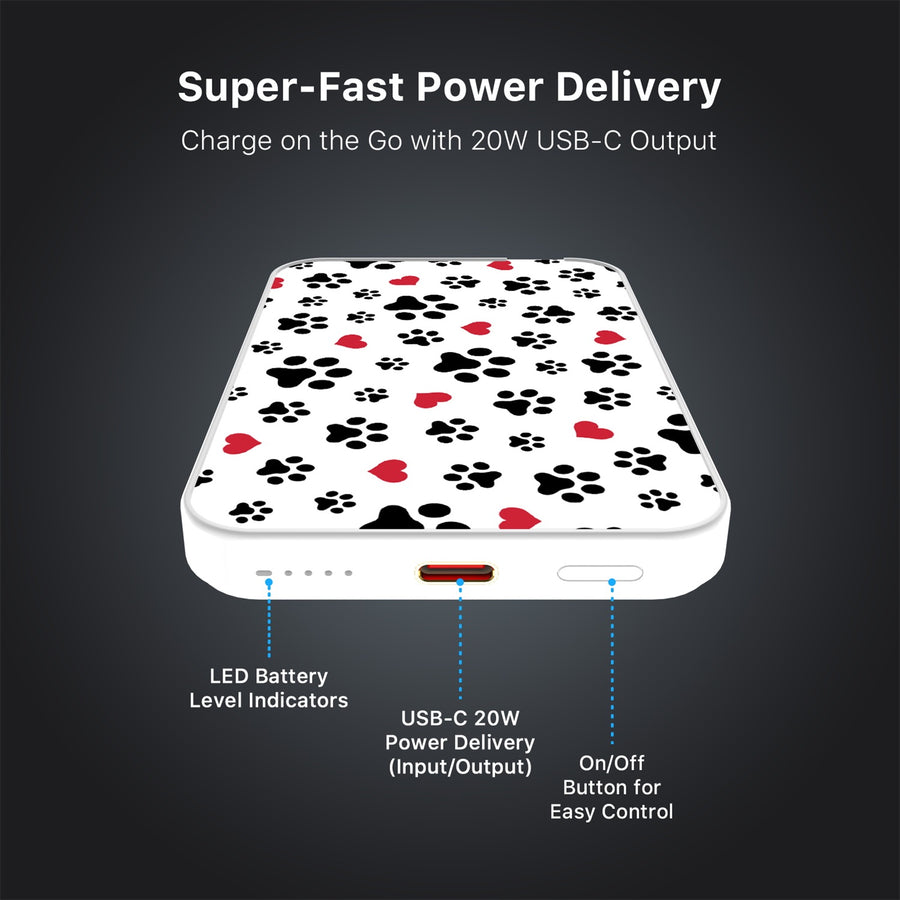 MyBat Design Lab 5000mAh Magnetic Wireless Power Bank - White - Paw Prints and Hearts - MPBBAT132-WH-001-7.jpg