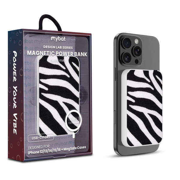 MyBat Design Lab 5000mAh Magnetic Wireless Power Bank - White - Zebra Print - MPBBAT132-WH-009-1.jpg