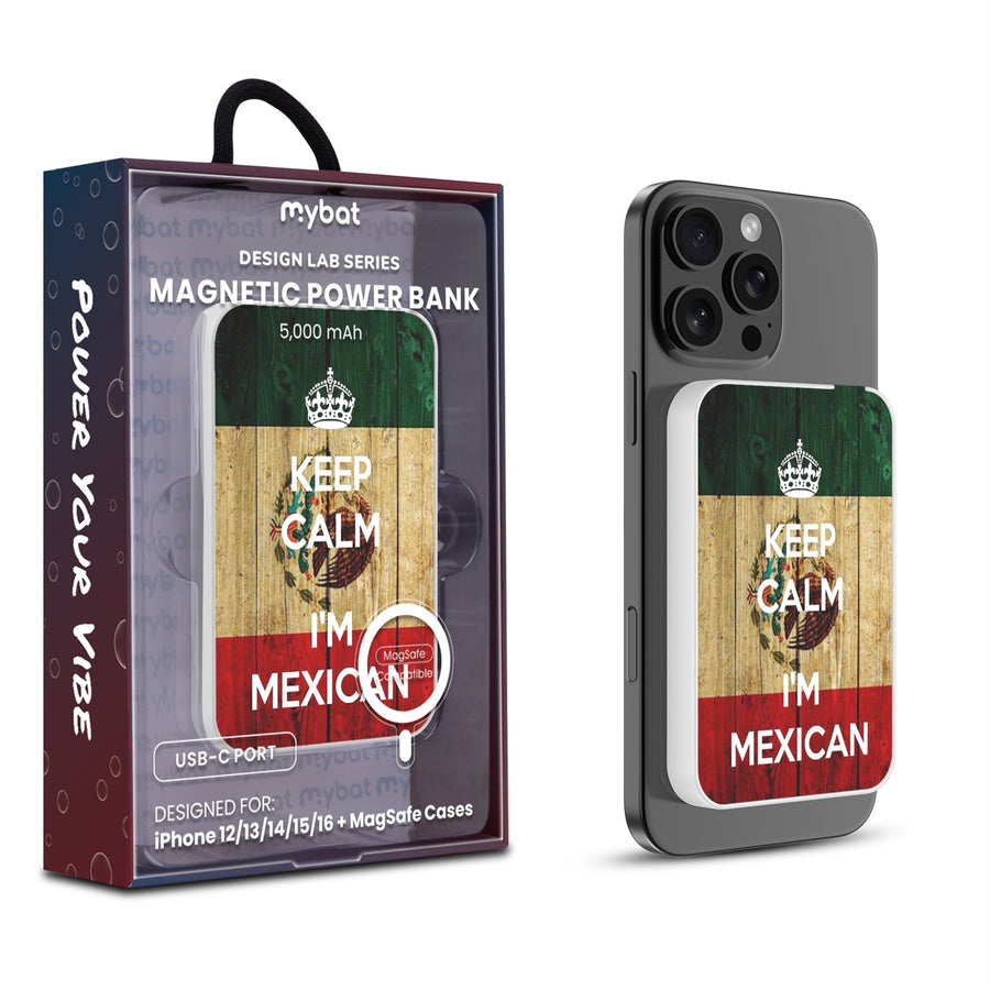 MyBat Design Lab 5000mAh Magnetic Wireless Power Bank - White - Keep Calm, I'm Mexican - MPBBAT132-WH-051-1.jpg