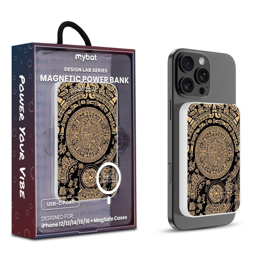 MyBat Design Lab 5000mAh Magnetic Wireless Power Bank - White - Mayan Calendar - MPBBAT132-WH-052-1.jpg