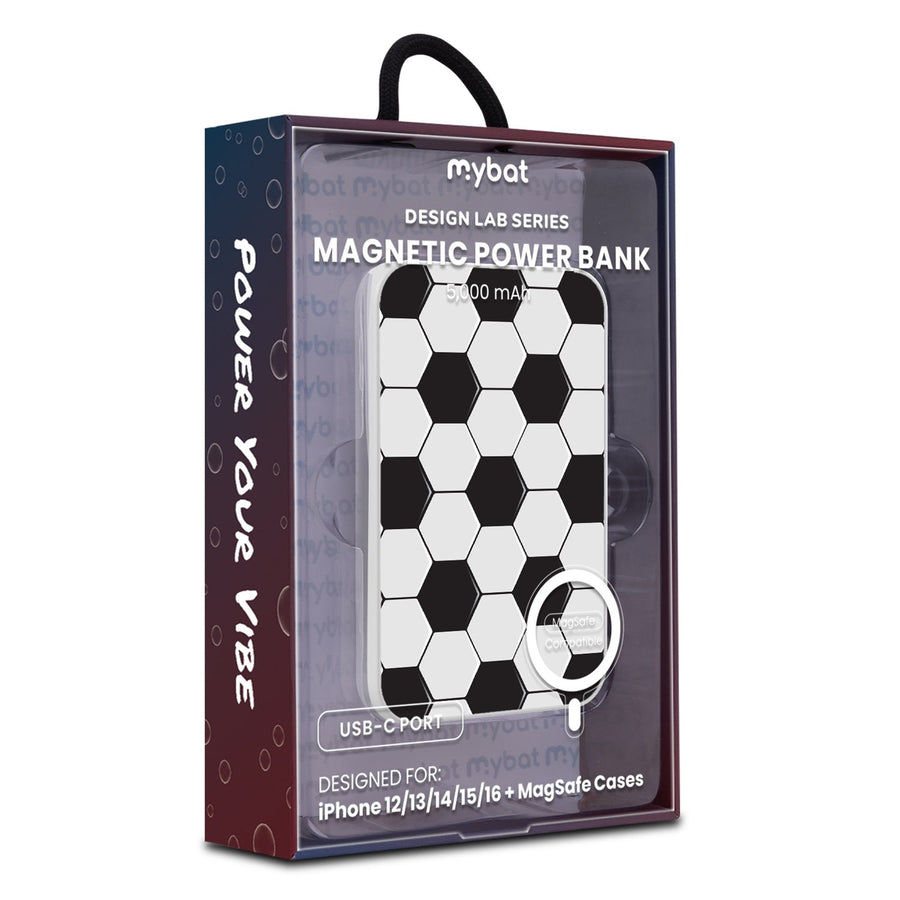 MyBat Design Lab 5000mAh Magnetic Wireless Power Bank - White - Soccer