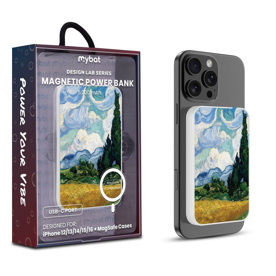 MyBat Design Lab 5000mAh Magnetic Wireless Power Bank - White - Impressionist Painting
