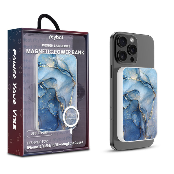 MyBat Design Lab 5000mAh Magnetic Wireless Power Bank - White - Blue Marble - MPBBAT132-WH-106-1.jpg