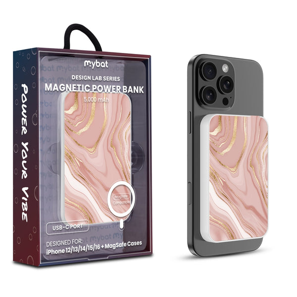 MyBat Design Lab 5000mAh Magnetic Wireless Power Bank - White - Pink Marble - MPBBAT132-WH-107-1.jpg