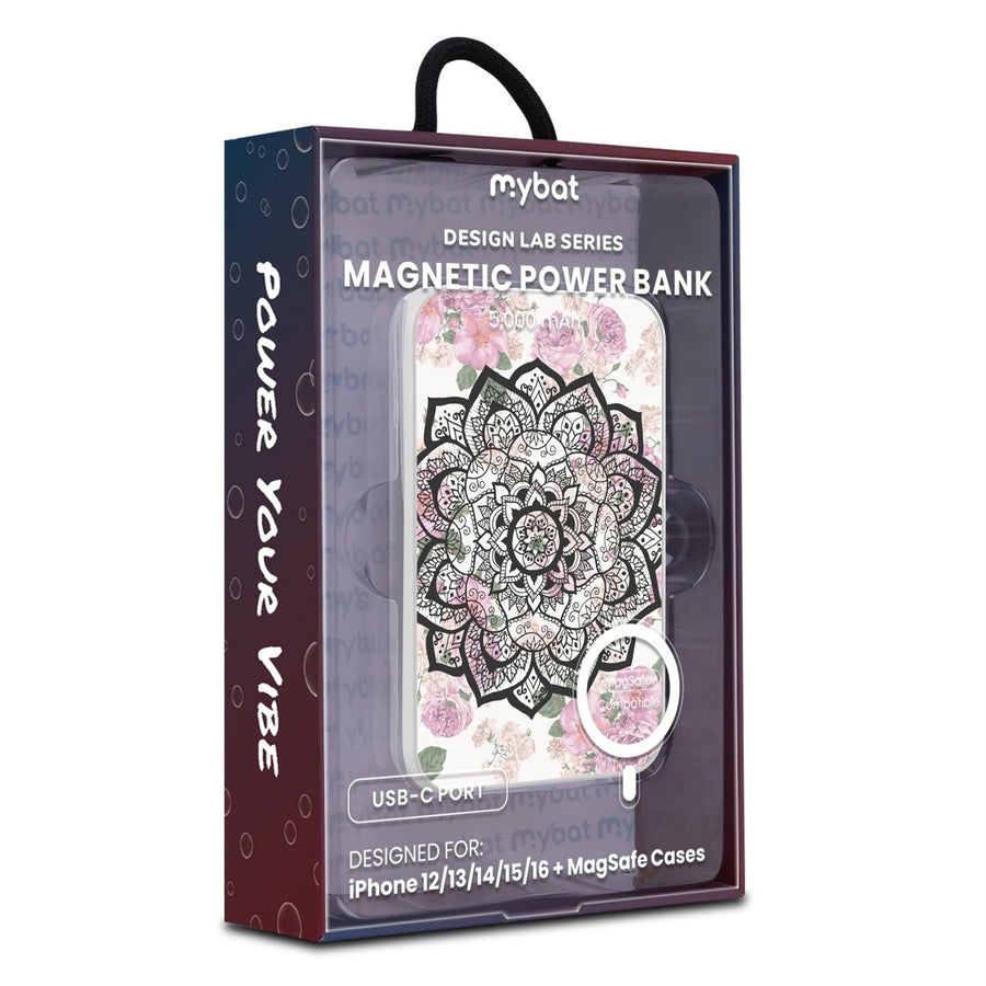 MyBat Design Lab 5000mAh Magnetic Wireless Power Bank - White - Mandala