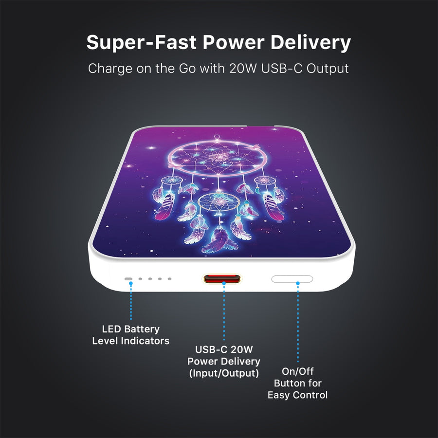 MyBat Design Lab 5000mAh Magnetic Wireless Power Bank - White - Neon Dreamcatcher - MPBBAT132-WH-114-7.jpg