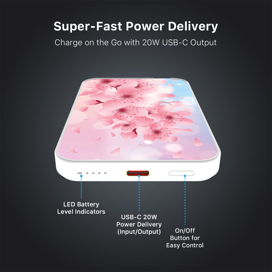 MyBat Design Lab 5000mAh Magnetic Wireless Power Bank - White - Cherry Blossoms - MPBBAT132-WH-131-7.jpg