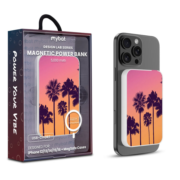 MyBat Design Lab 5000mAh Magnetic Wireless Power Bank - White - Palm Tree Sunset - MPBBAT132-WH-136-1.jpg