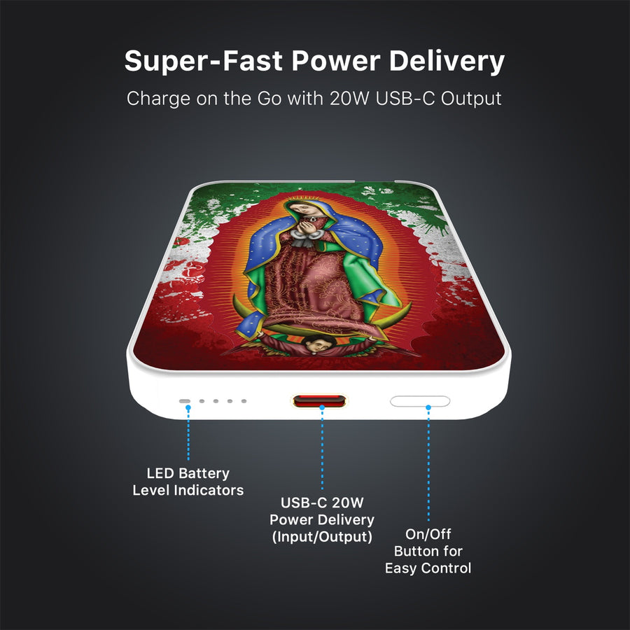 MyBat Design Lab 5000mAh Magnetic Wireless Power Bank - White - Guadalupe Virgin Mary - MPBBAT132-WH-139-7.jpg