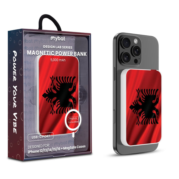 MyBat Design Lab 5000mAh Magnetic Wireless Power Bank - White - Albania Flag - MPBBAT132-WH-140-1.jpg