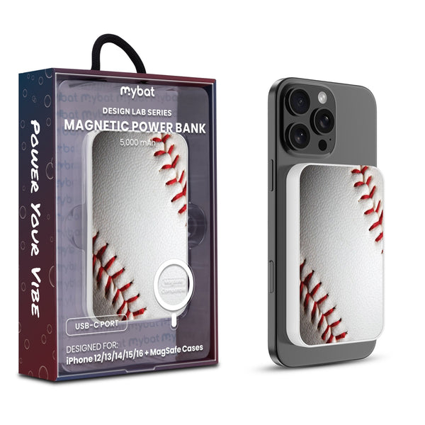 MyBat Design Lab 5000mAh Magnetic Wireless Power Bank - White - Baseball - MPBBAT132-WH-171-1.jpg
