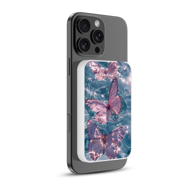MyBat Design Lab 5000mAh Magnetic Wireless Power Bank - White - Floating Butterflies - MPBBAT132-WH-180-2.jpg