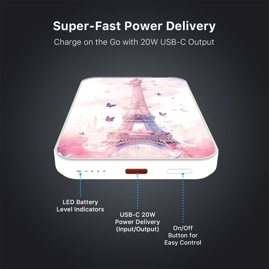 MyBat Design Lab 5000mAh Magnetic Wireless Power Bank - White - Parisian Butterflies - MPBBAT132-WH-182-7.jpg