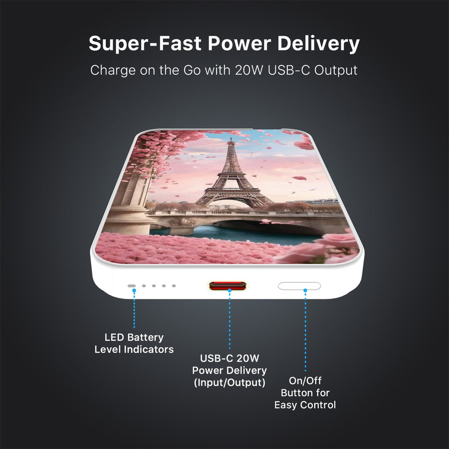 MyBat Design Lab 5000mAh Magnetic Wireless Power Bank - White - Paris In Bloom - MPBBAT132-WH-183-7.jpg