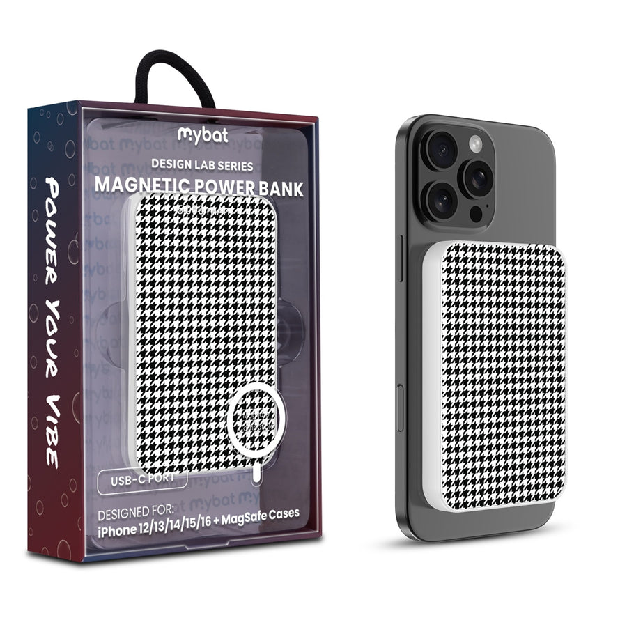 MyBat Design Lab 5000mAh Magnetic Wireless Power Bank - White - Classic Houndstooth - MPBBAT132-WH-215-1.jpg