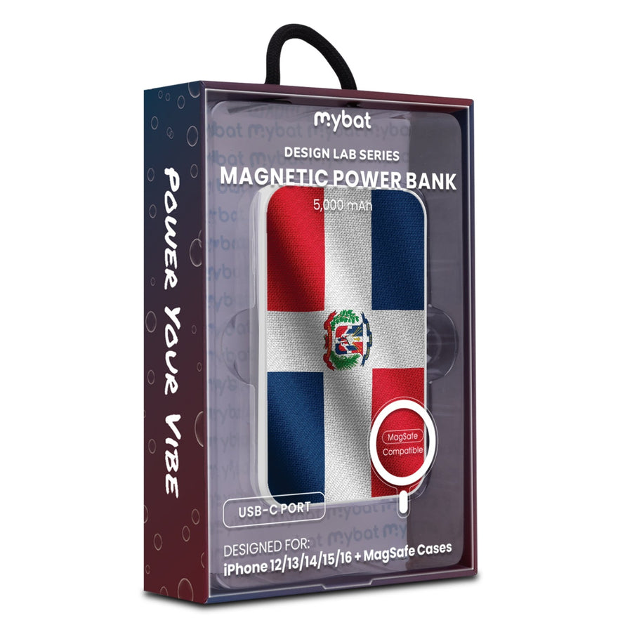 MyBat Design Lab 5000mAh Magnetic Wireless Power Bank - White - Dominican Republic Flag