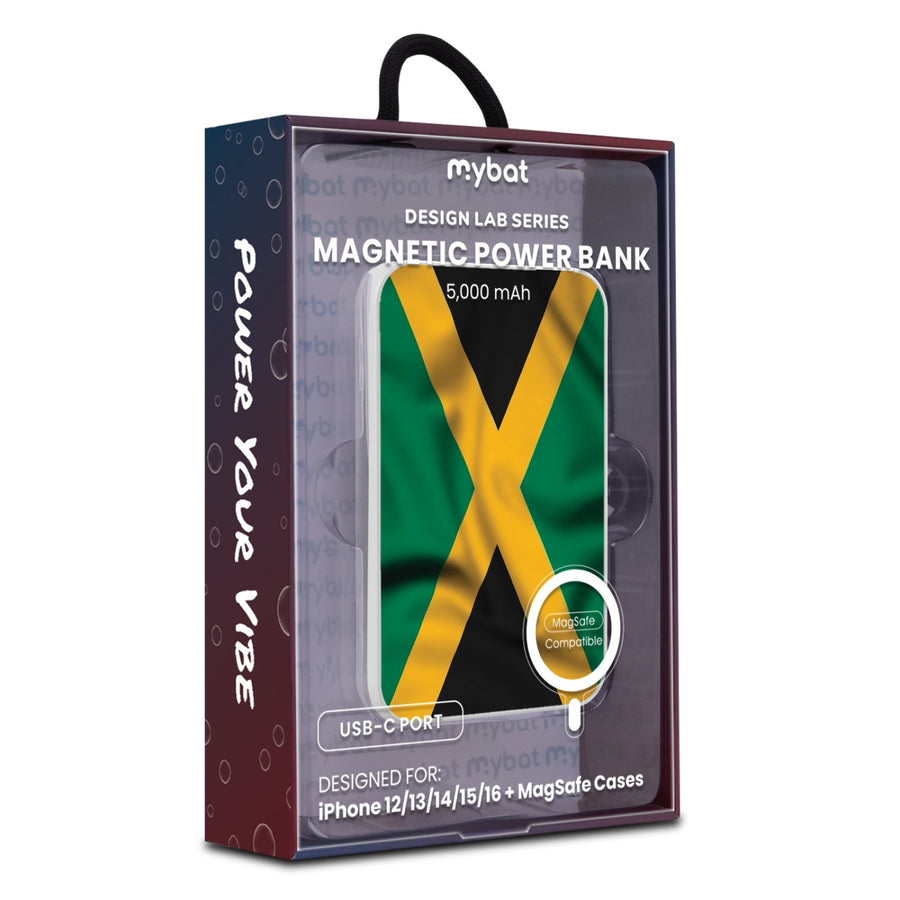 MyBat Design Lab 5000mAh Magnetic Wireless Power Bank - White - Jamaica Flag