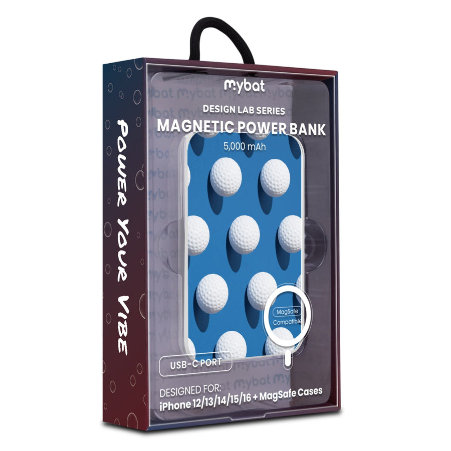 MyBat Design Lab 5000mAh Magnetic Wireless Power Bank - White - Golf Ball Roll