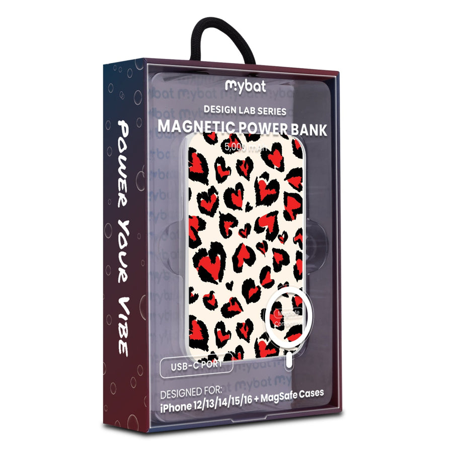 MyBat Design Lab 5000mAh Magnetic Wireless Power Bank - White - Wild Hearts
