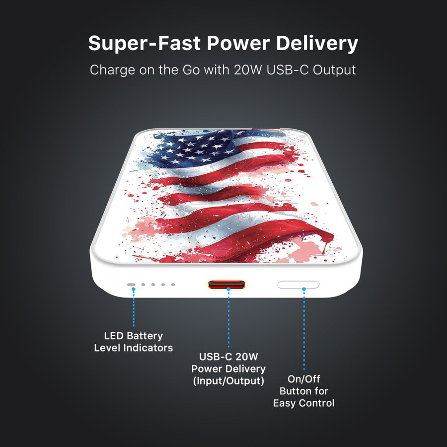 MyBat Design Lab 5000mAh Magnetic Wireless Power Bank - White - Patriotic Flag Painiting - MPBBAT132-WH-346-7.jpg