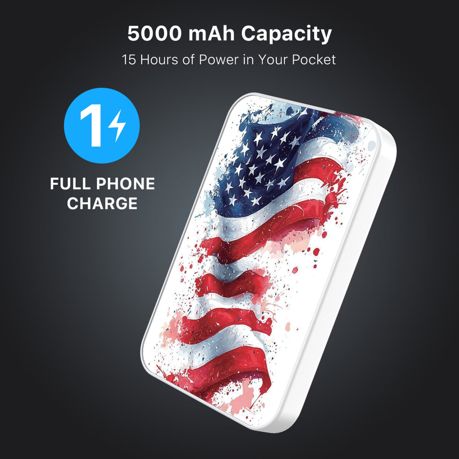 MyBat Design Lab 5000mAh Magnetic Wireless Power Bank - White - Patriotic Flag Painiting - MPBBAT132-WH-346-8.jpg