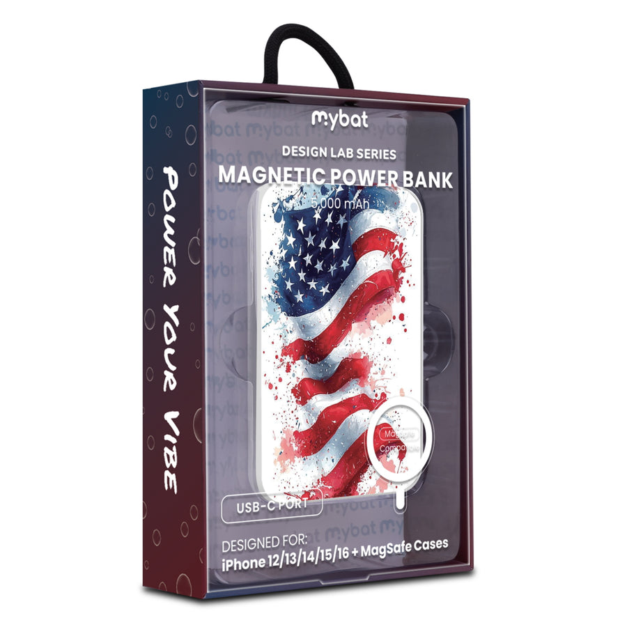 MyBat Design Lab 5000mAh Magnetic Wireless Power Bank - White - Patriotic Flag Painiting - MPBBAT132-WH-346-9.jpg