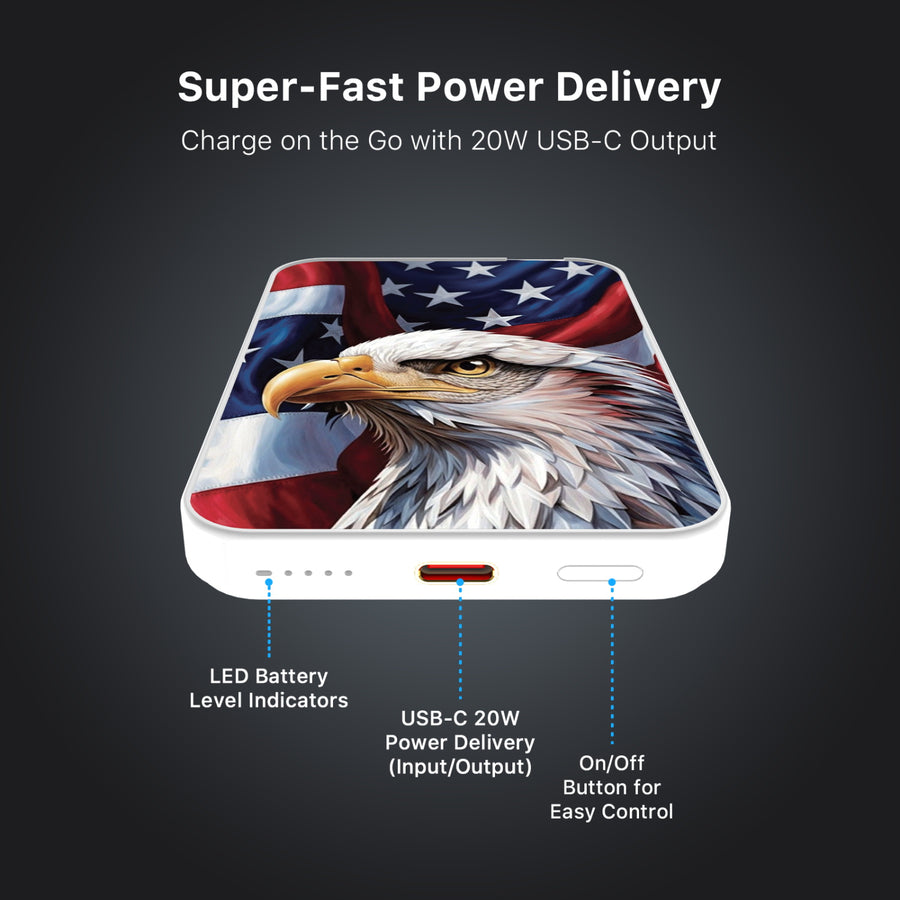 MyBat Design Lab 5000mAh Magnetic Wireless Power Bank - White - Proud American Eagle - MPBBAT132-WH-362-7.jpg