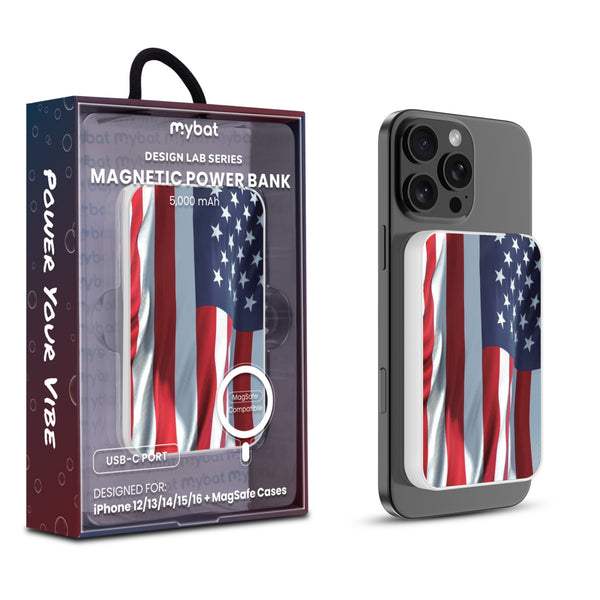MyBat Design Lab 5000mAh Magnetic Wireless Power Bank - White - Waving USA FLag - MPBBAT132-WH-367-1.jpg