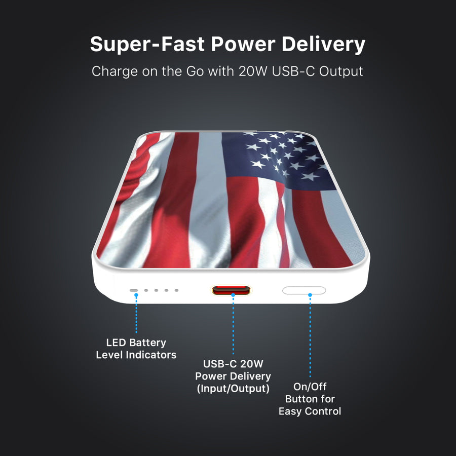 MyBat Design Lab 5000mAh Magnetic Wireless Power Bank - White - Waving USA FLag - MPBBAT132-WH-367-7.jpg