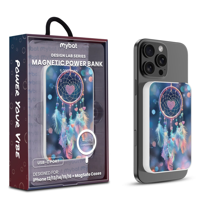 MyBat Design Lab 5000mAh Magnetic Wireless Power Bank - White - Pastel Dreamcatcher