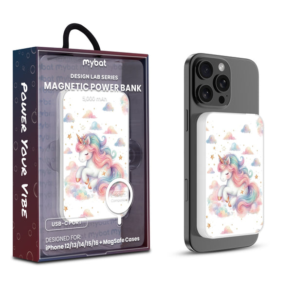 MyBat Design Lab 5000mAh Magnetic Wireless Power Bank - White - Rainbow Unicorn - MPBBAT132-WH-392-1.jpg