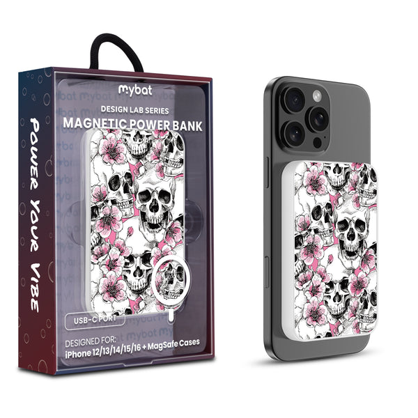 MyBat Design Lab 5000mAh Magnetic Wireless Power Bank - White - Death Blooms - MPBBAT132-WH-419-1.jpg