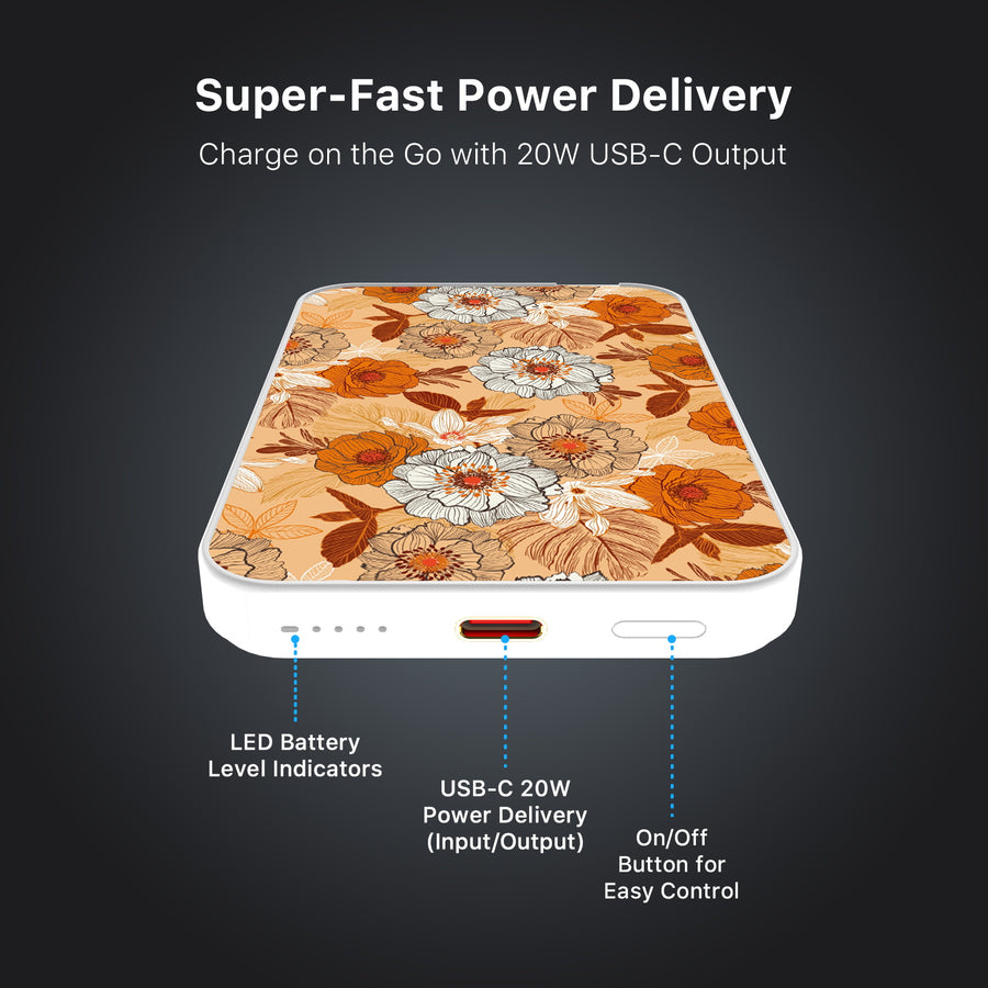 MyBat Design Lab 5000mAh Magnetic Wireless Power Bank - White - Retro Bouquet - MPBBAT132-WH-440-7.jpg