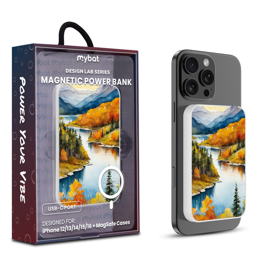 MyBat Design Lab 5000mAh Magnetic Wireless Power Bank - White - Impressionist Foliage - MPBBAT132-WH-452-1.jpg