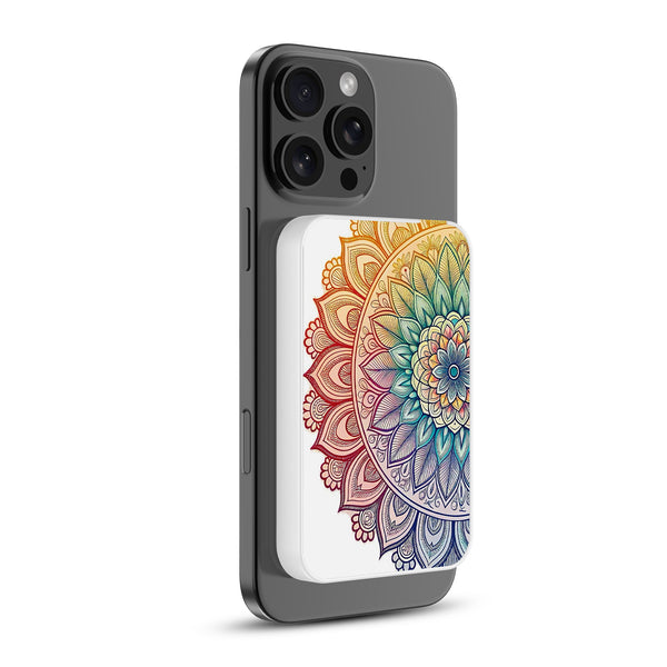 MyBat Design Lab 5000mAh Magnetic Wireless Power Bank - White - Rainbow Mandala - MPBBAT132-WH-457-2.jpg
