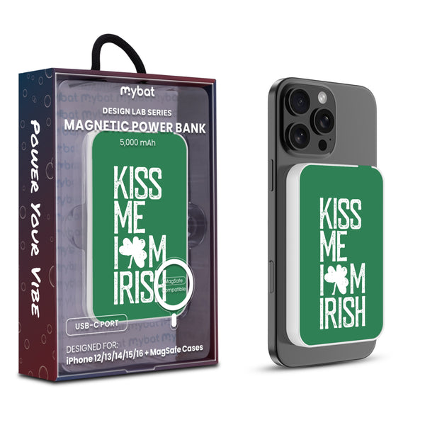 MyBat Design Lab 5000mAh Magnetic Wireless Power Bank - White - Kiss Me I'm Irish - MPBBAT132-WH-465-1.jpg