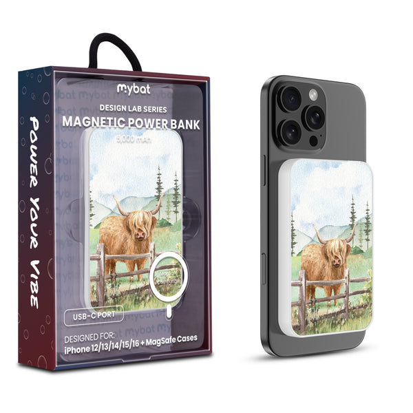 MyBat Design Lab 5000mAh Magnetic Wireless Power Bank - White - Highland Cow - MPBBAT132-WH-470-1.jpg