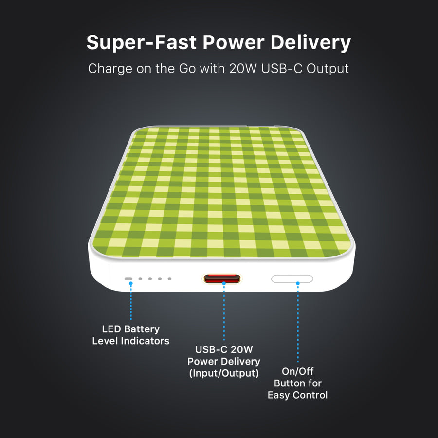 MyBat Design Lab 5000mAh Magnetic Wireless Power Bank - White - Green Gingham - MPBBAT132-WH-476-7.jpg