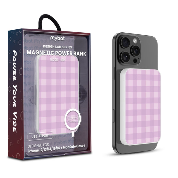 MyBat Design Lab 5000mAh Magnetic Wireless Power Bank - White - Purple Plaid - MPBBAT132-WH-483-1.jpg