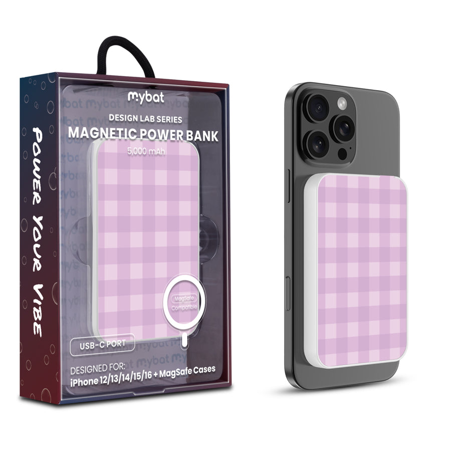 MyBat Design Lab 5000mAh Magnetic Wireless Power Bank - White - Purple Plaid - MPBBAT132-WH-483-1.jpg