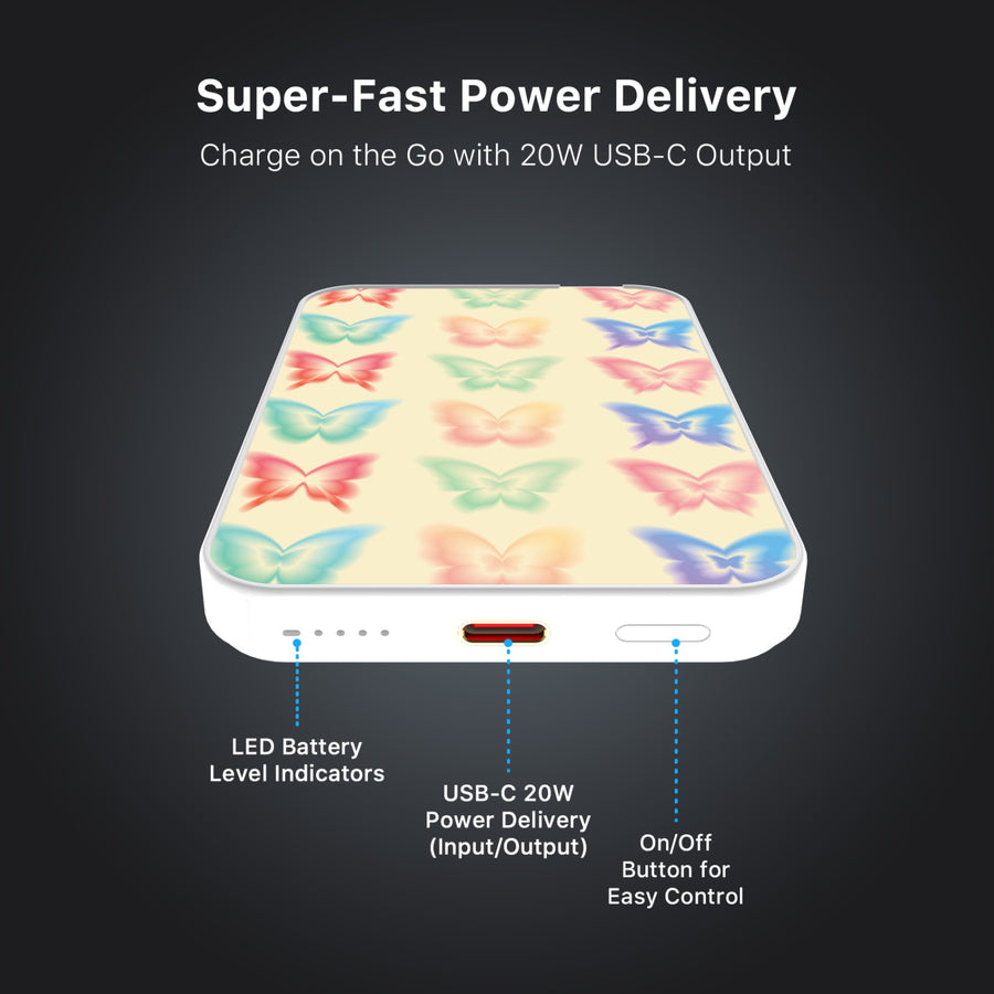MyBat Design Lab 5000mAh Magnetic Wireless Power Bank - White - Technicolor Butterflies - MPBBAT132-WH-487-7.jpg