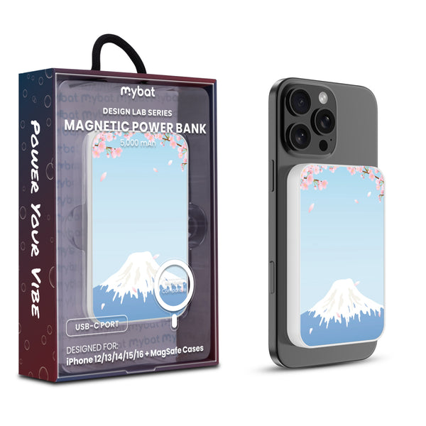 MyBat Design Lab 5000mAh Magnetic Wireless Power Bank - White - Fuji Blossoms - MPBBAT132-WH-492-1.jpg