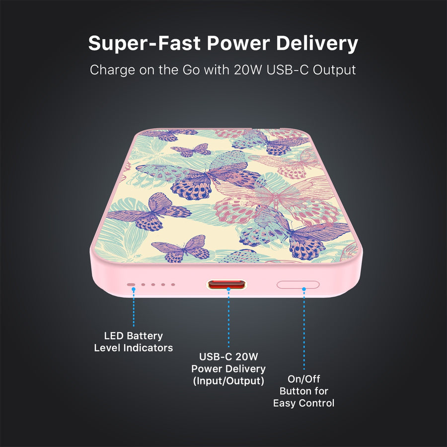 MyBat Design Lab 5000mAh Magnetic Wireless Power Bank - Pink - Butterflies - MPBBAT133-PK-019-7.jpg