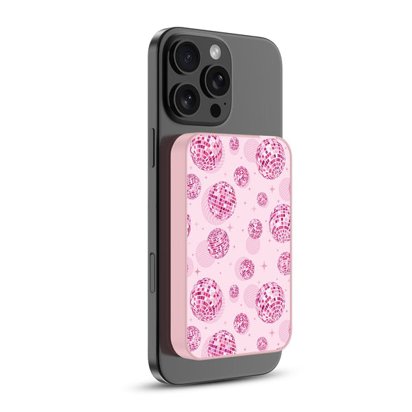 MyBat Design Lab 5000mAh Magnetic Wireless Power Bank - Pink - Disco Balls - MPBBAT133-PK-109-2.jpg